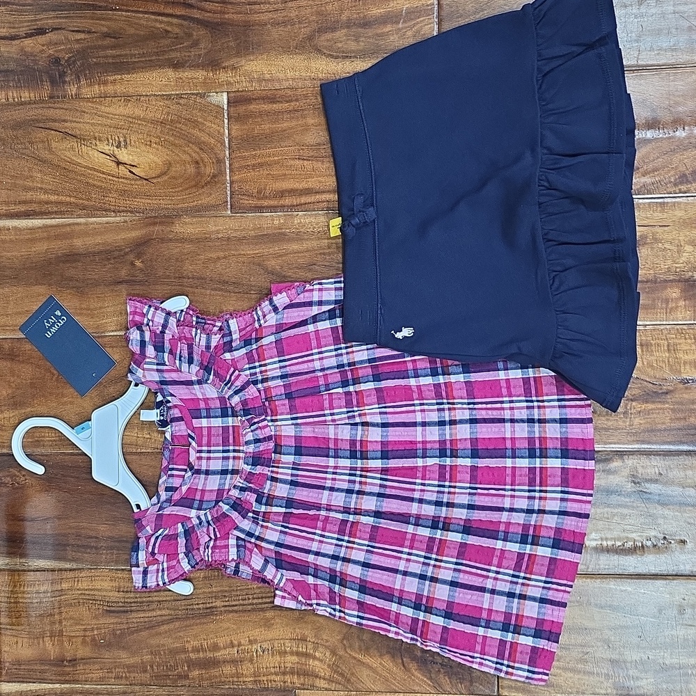 Ralph Lauren Kids Navy Skort & Plaid Top